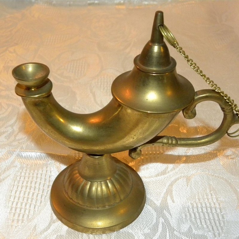 Brass Oil Lamp with Chain